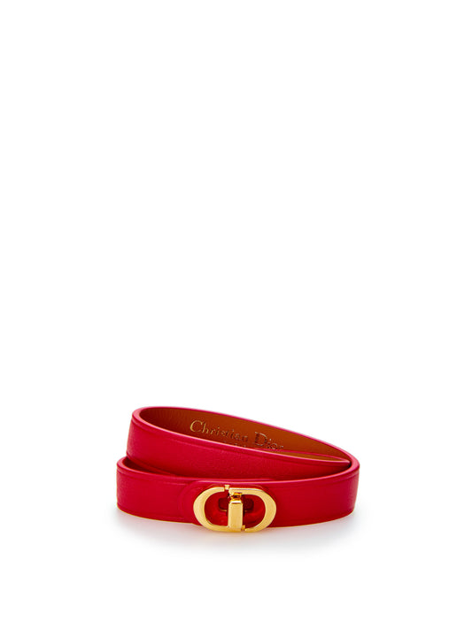 Elegant Red Leather Double Band Bracelet