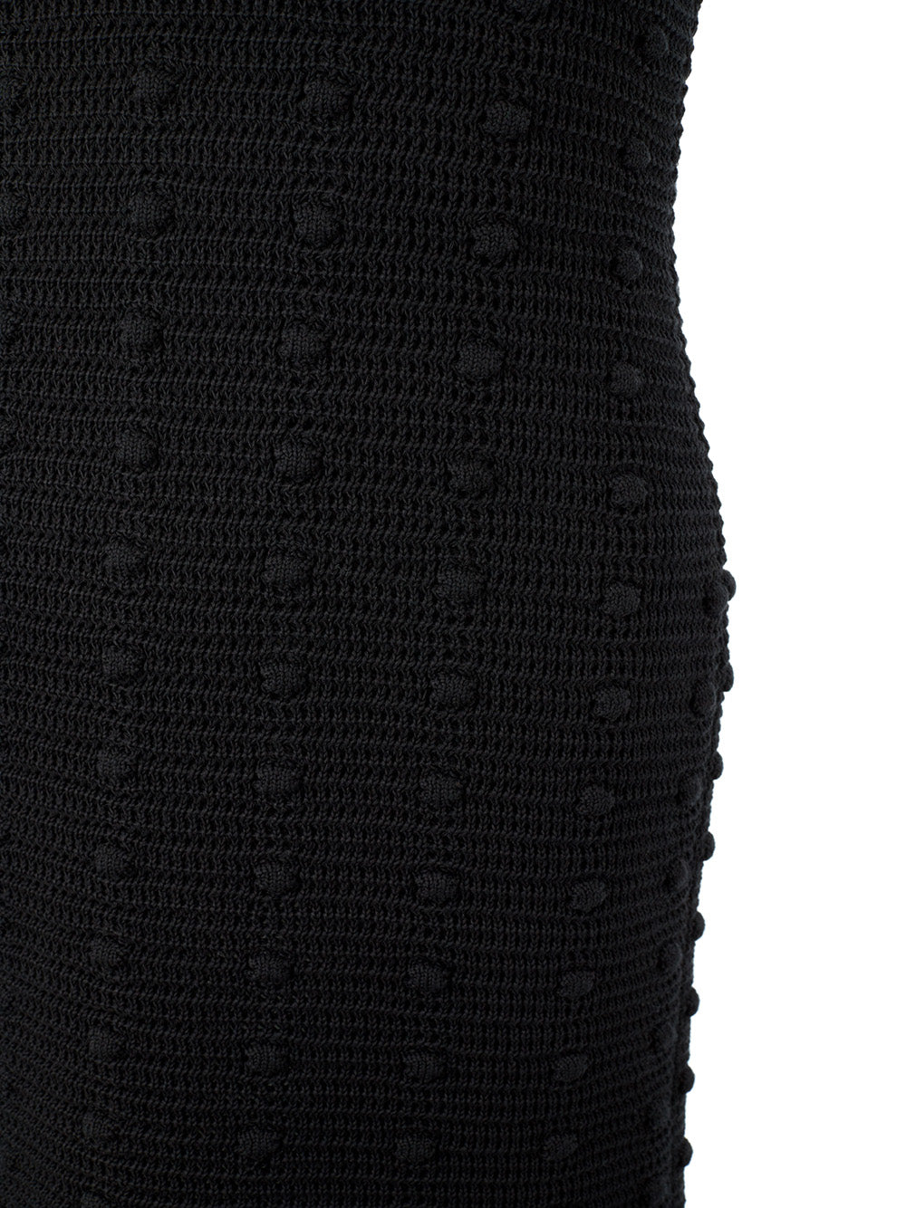 Elegant Black Knitted Pencil Dress with Fringes