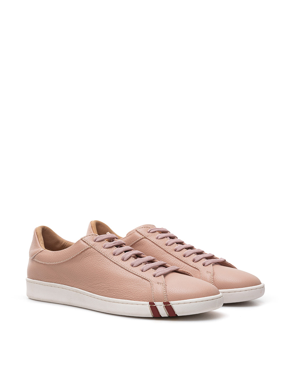 Elegant Pink Leather Lace-Up Sneakers