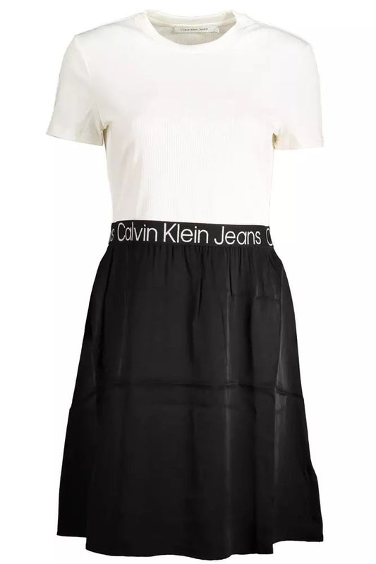 Chic Contrast Skirt Dress with Logo Detail