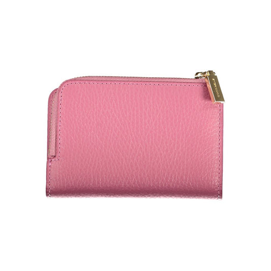 Elegant Pink Leather Wallet with Multiple Compartments
