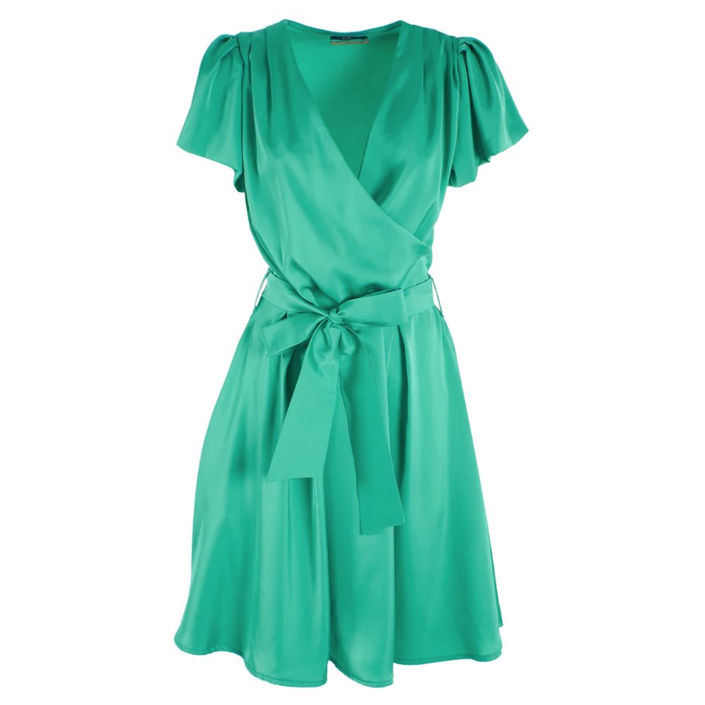 Emerald Elegance Belted Midi Dress