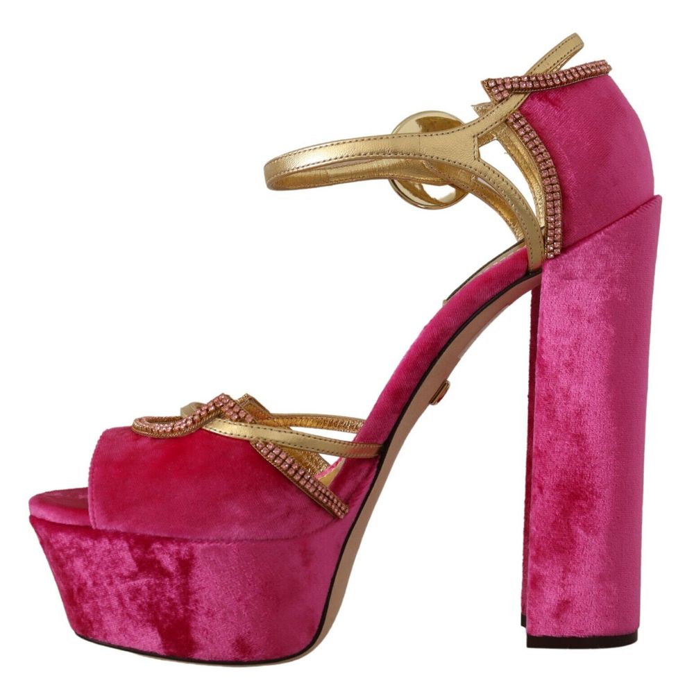 Velvet Crystal-Embellished Heeled Sandals