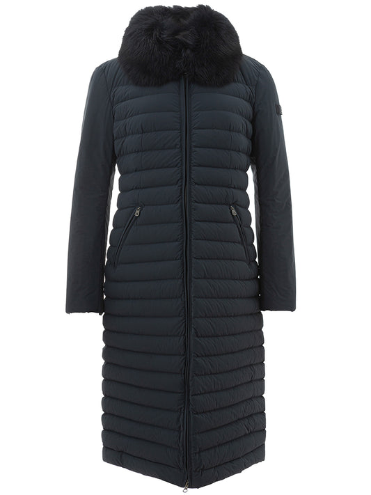 Chic Long Quilted Coat with Fur Detail