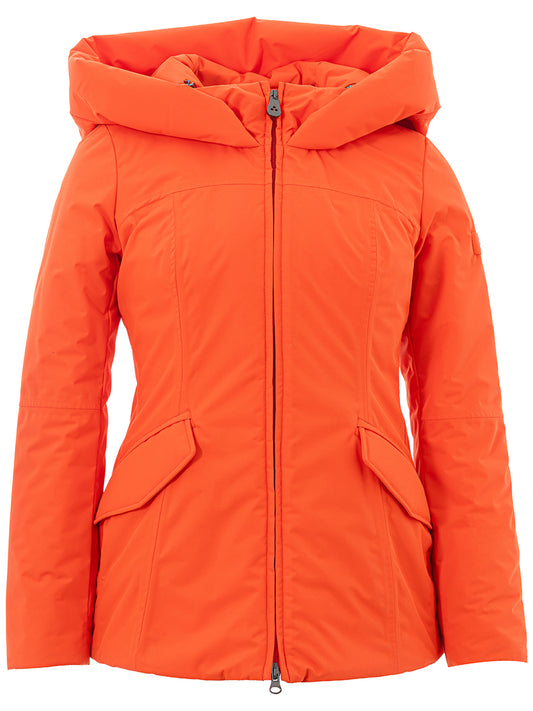 Chic Maxi Hooded Quilted Orange Jacket