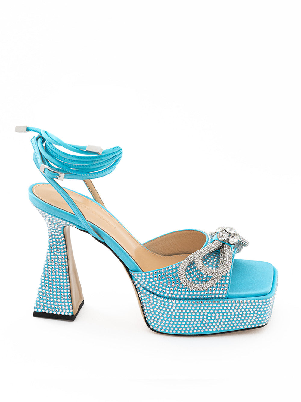 Elegant Light Blue Crystal Bow Sandals