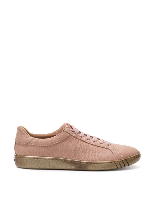 Elegant Pink Leather Lace-up Sneakers