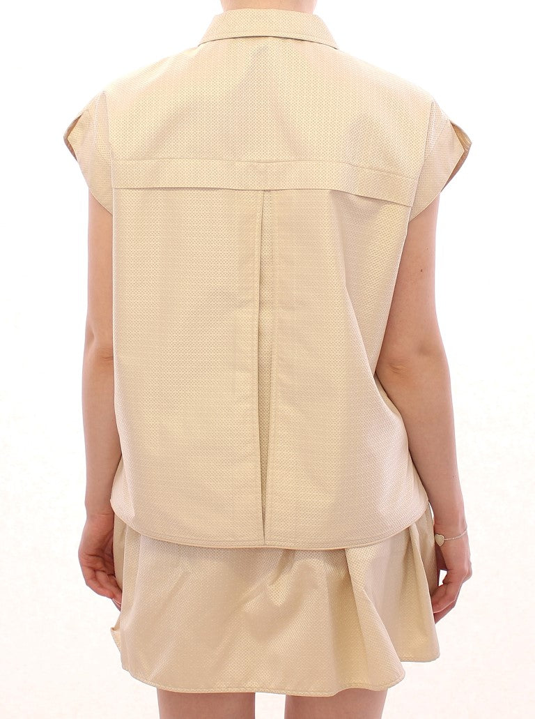 Beige Sleeveless Blouse Top