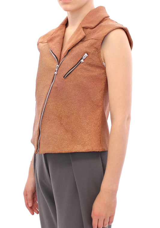 Brown Leather Jacket Vest