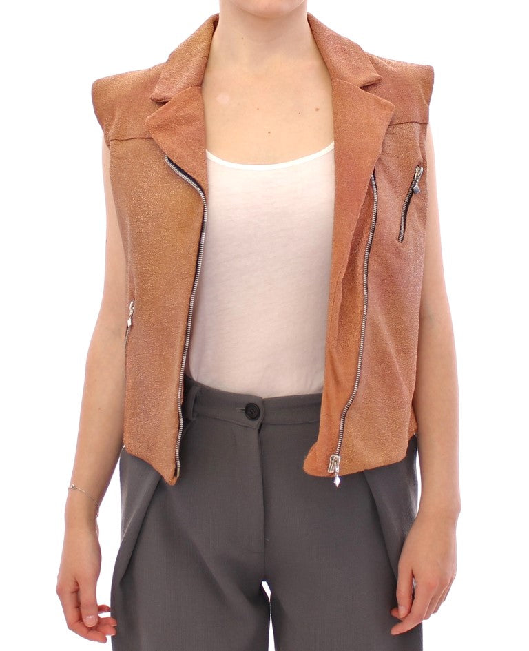 Brown Leather Jacket Vest