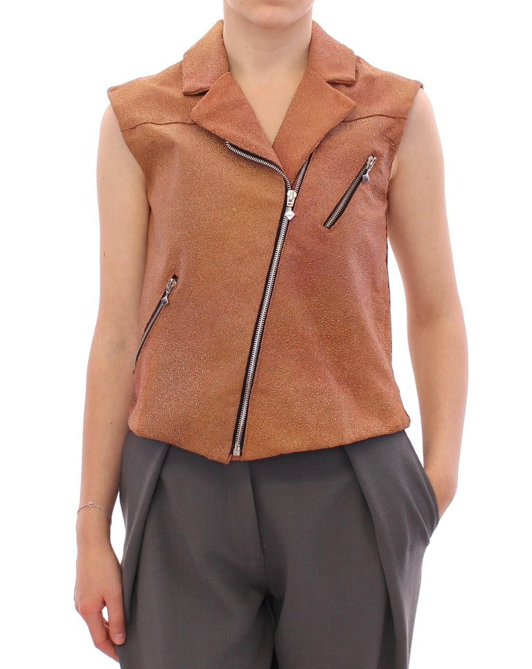 Brown Leather Jacket Vest