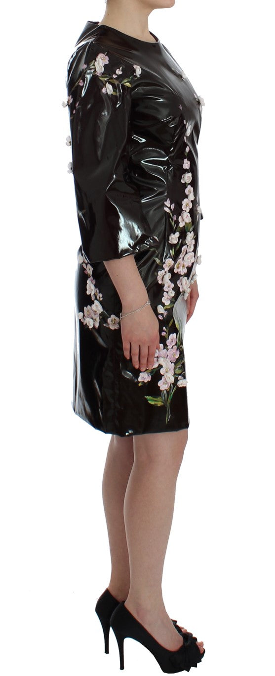 Black floral 3/4 Sleeve sheath dress