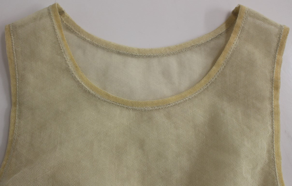 Beige Sleeveless Cotton Top Tank Blouse