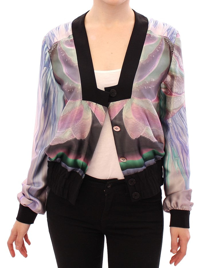 Multicolor silk blouse jacket