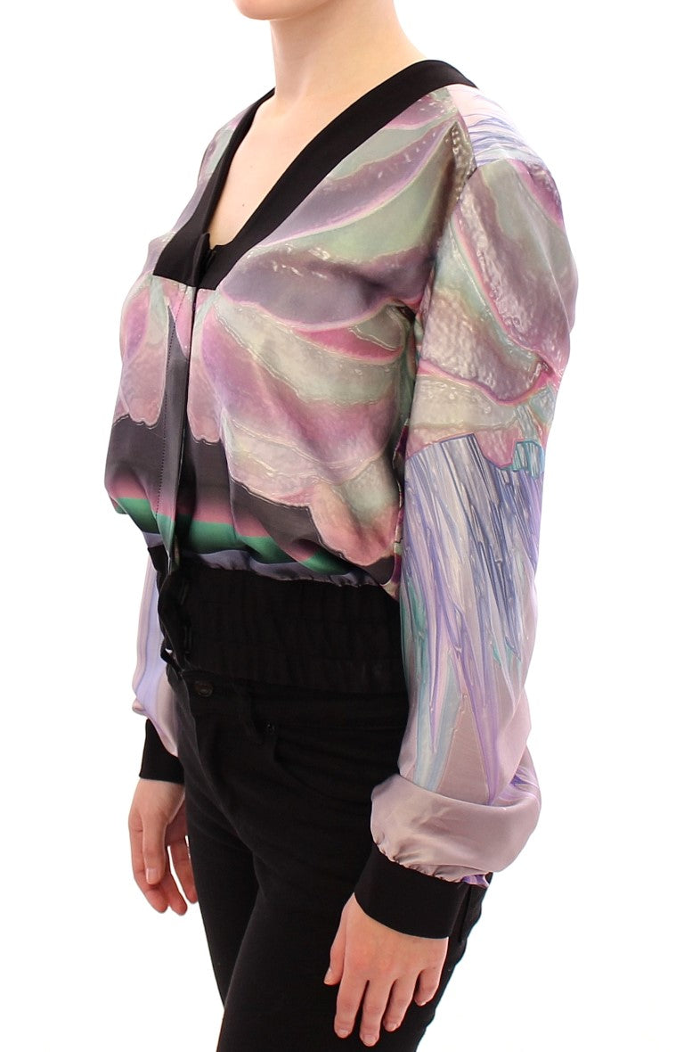 Multicolor silk blouse jacket