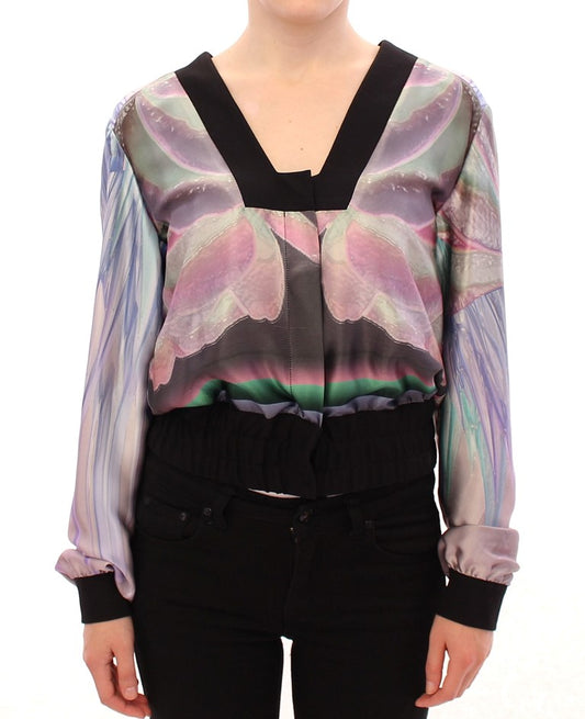 Multicolor silk blouse jacket