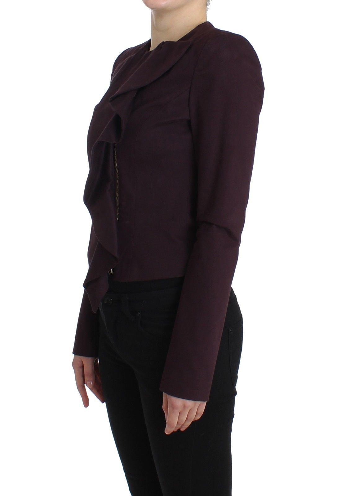 Purple Ruched Jacket Coat Blazer Short