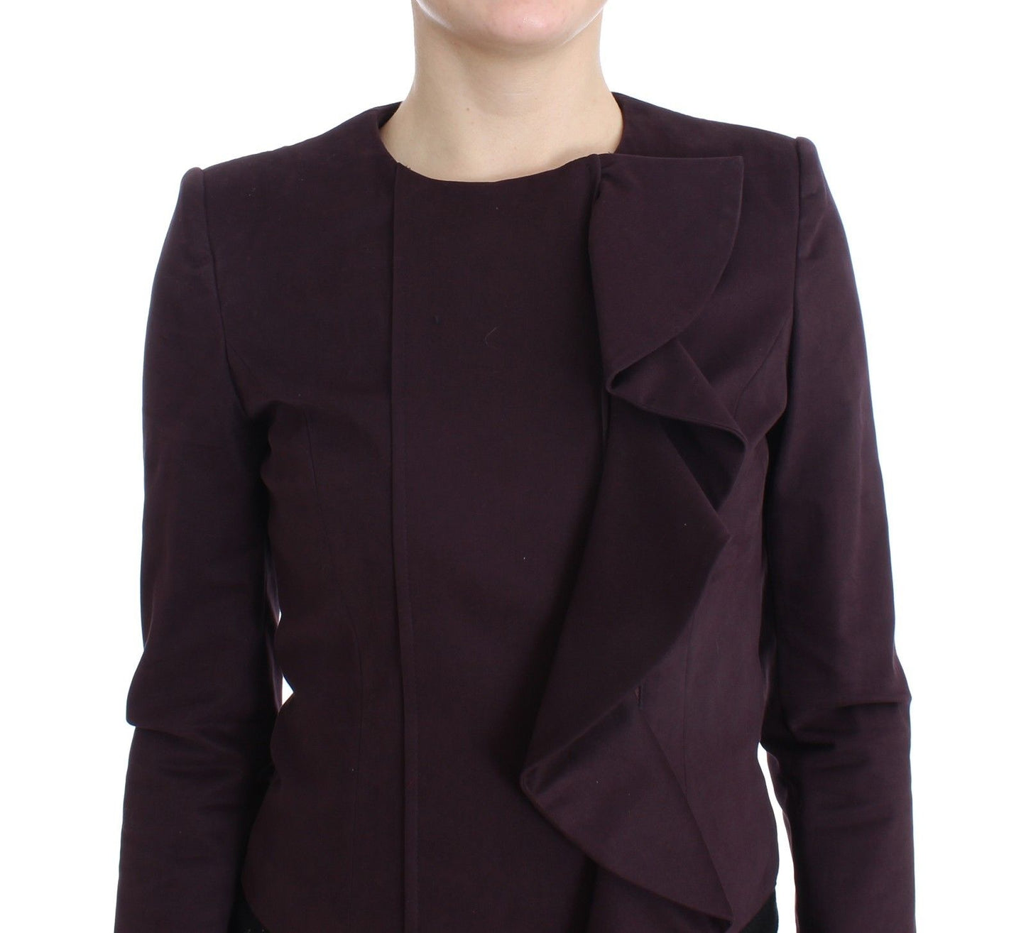 Purple Ruched Jacket Coat Blazer Short