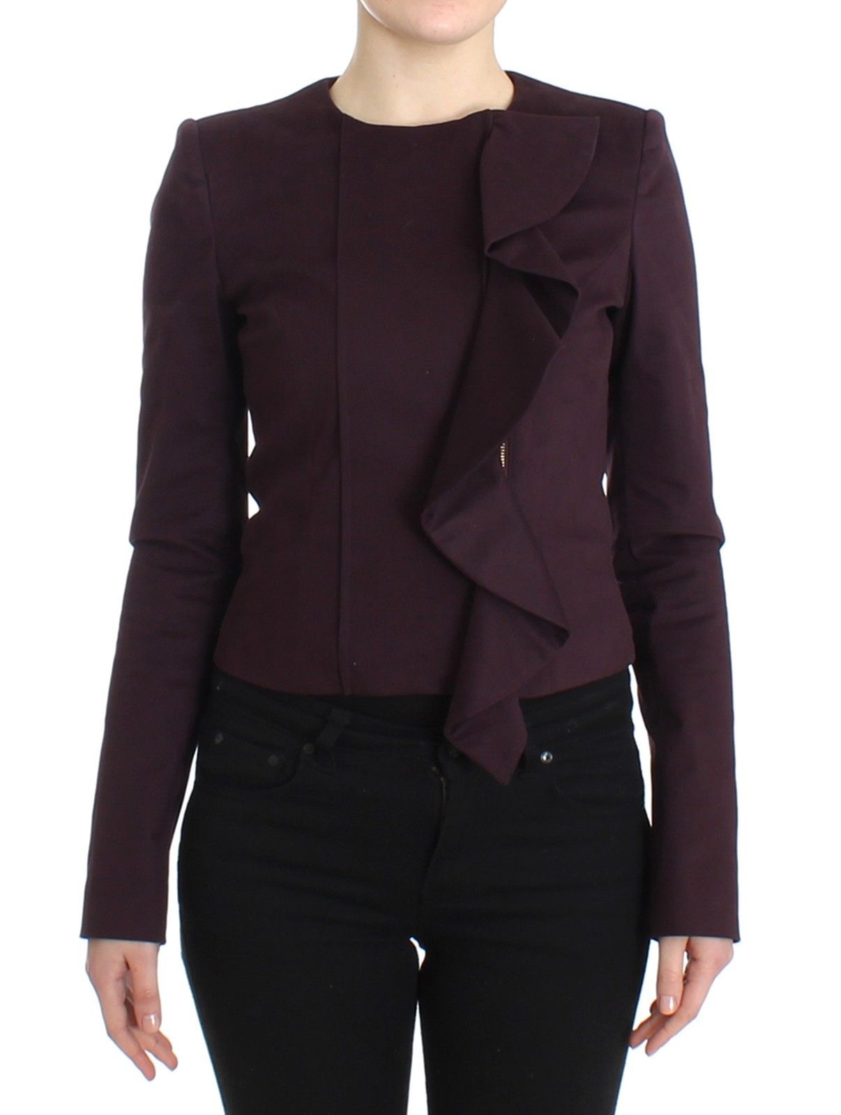 Purple Ruched Jacket Coat Blazer Short