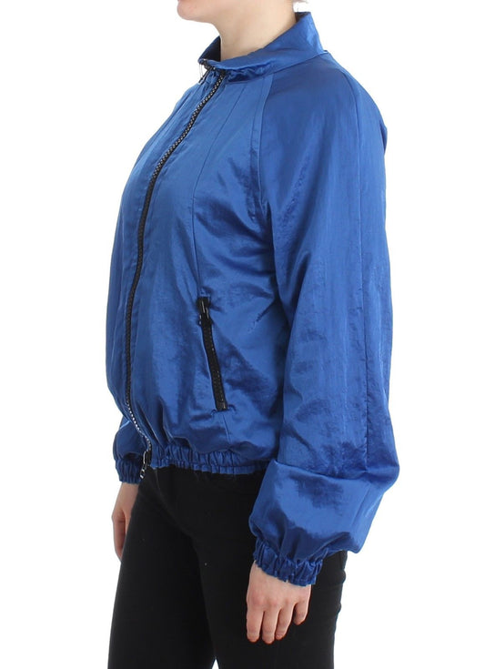 Blue Bomber Jacket Coat Blazer Short Nylon