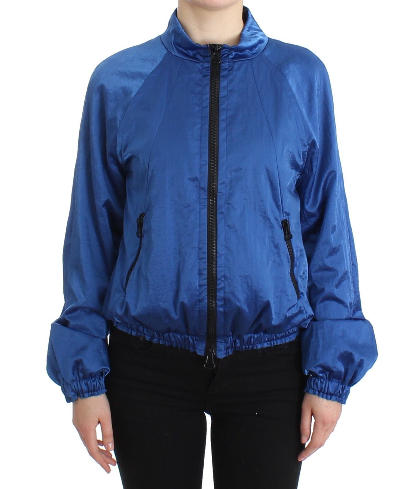 Blue Bomber Jacket Coat Blazer Short Nylon