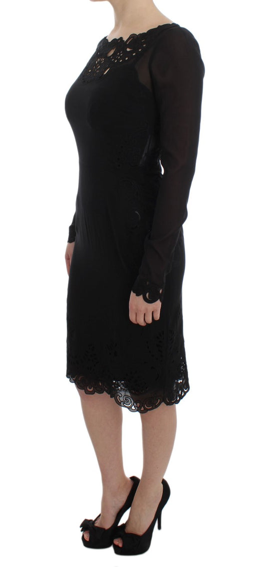 Black Silk Stretch Sheath Dress