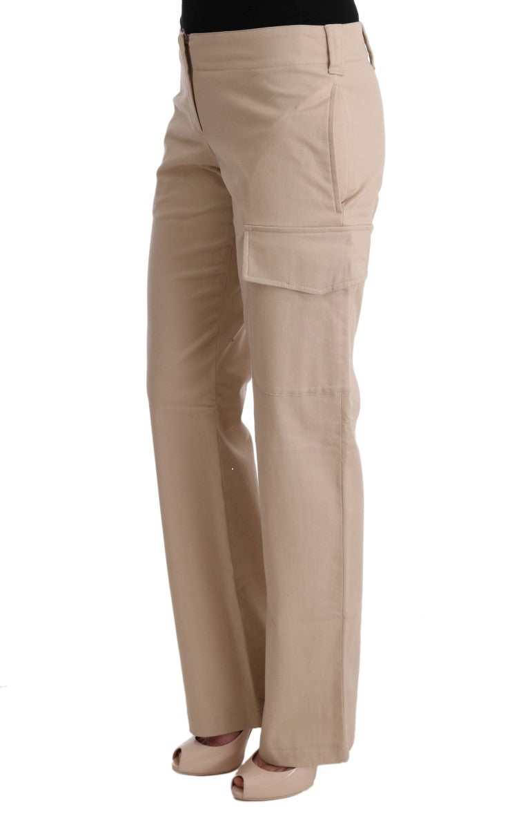 Beige Cotton Wool Regular Fit Pants