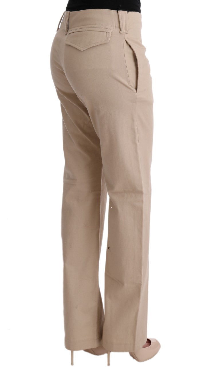 Beige Cotton Wool Regular Fit Pants