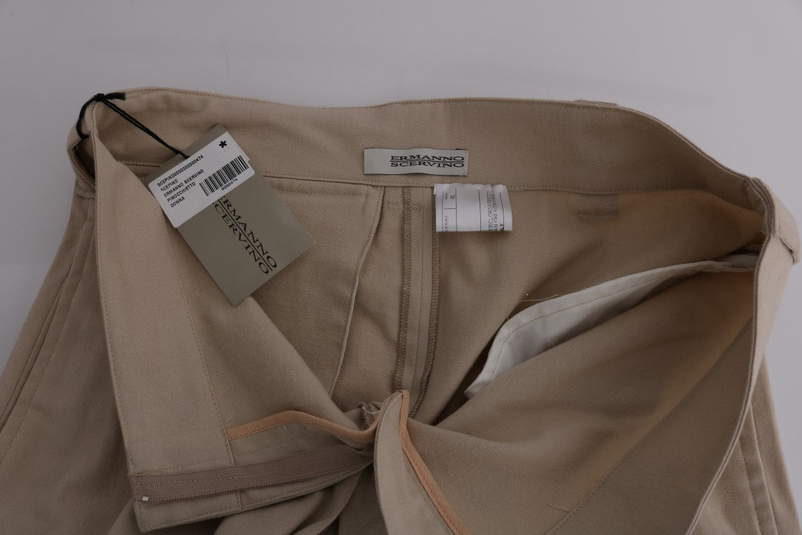 Beige Cotton Wool Regular Fit Pants