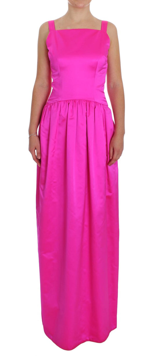 Pink Silk Long Sheath Ball Gown Dress