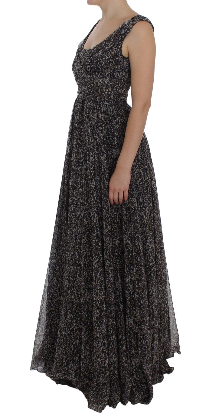 Dark Silk Shift Gown Full Length Dress