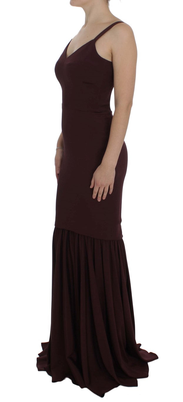 Bordeaux Stretch Full Length Sheath Dress