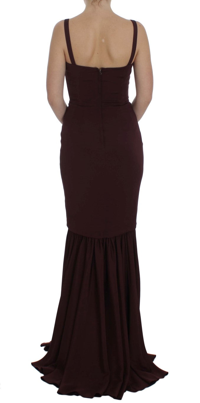 Bordeaux Stretch Full Length Sheath Dress