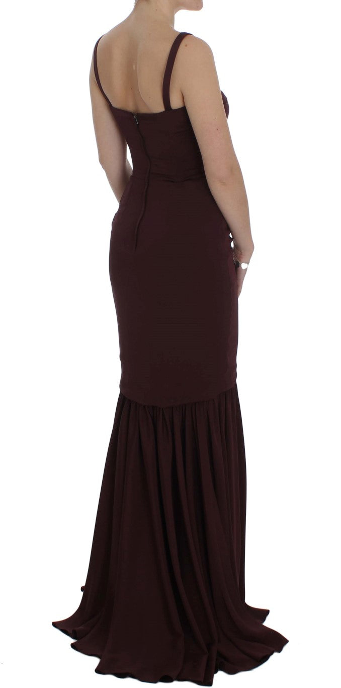 Bordeaux Stretch Full Length Sheath Dress