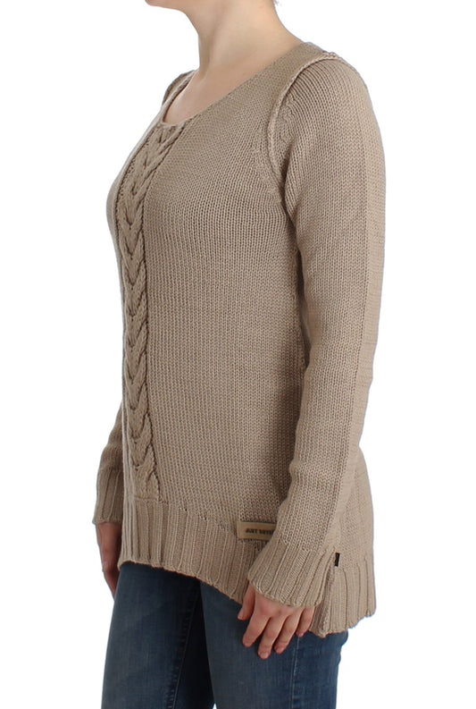 Beige knitted wool sweater