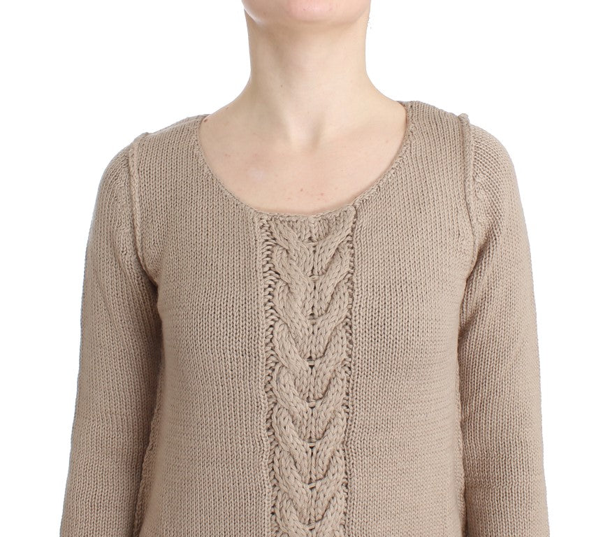 Beige knitted wool sweater