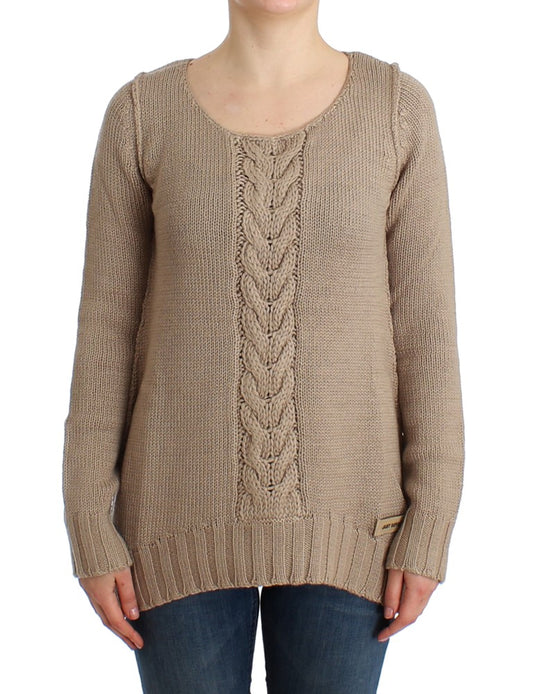 Beige knitted wool sweater