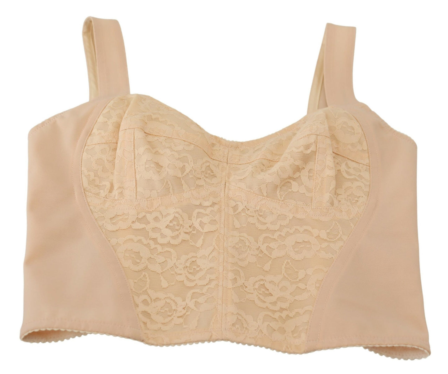 Beige Cropped Bustier Corset Brassiere Top