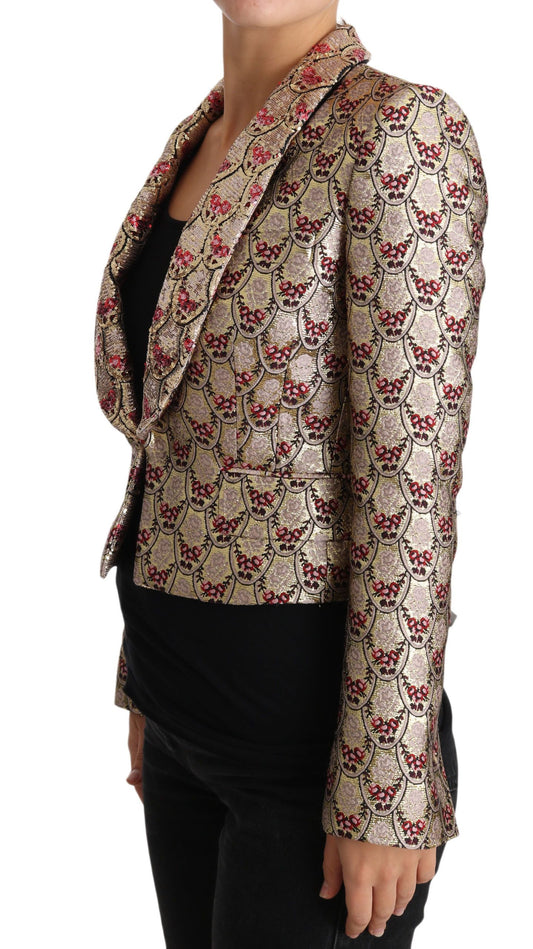 Gold Floral Sequined Blazer Coat Jacket