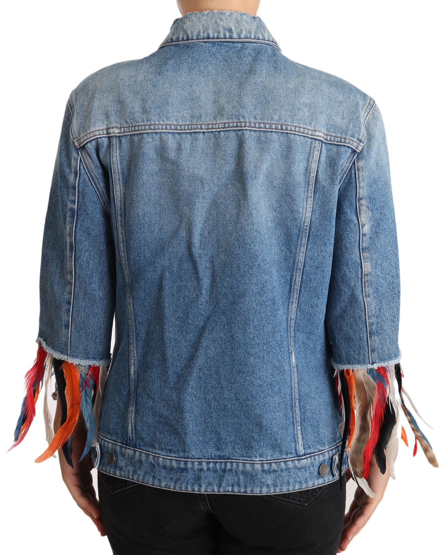 DENIM Blue Jeans Feather Floral Jacket