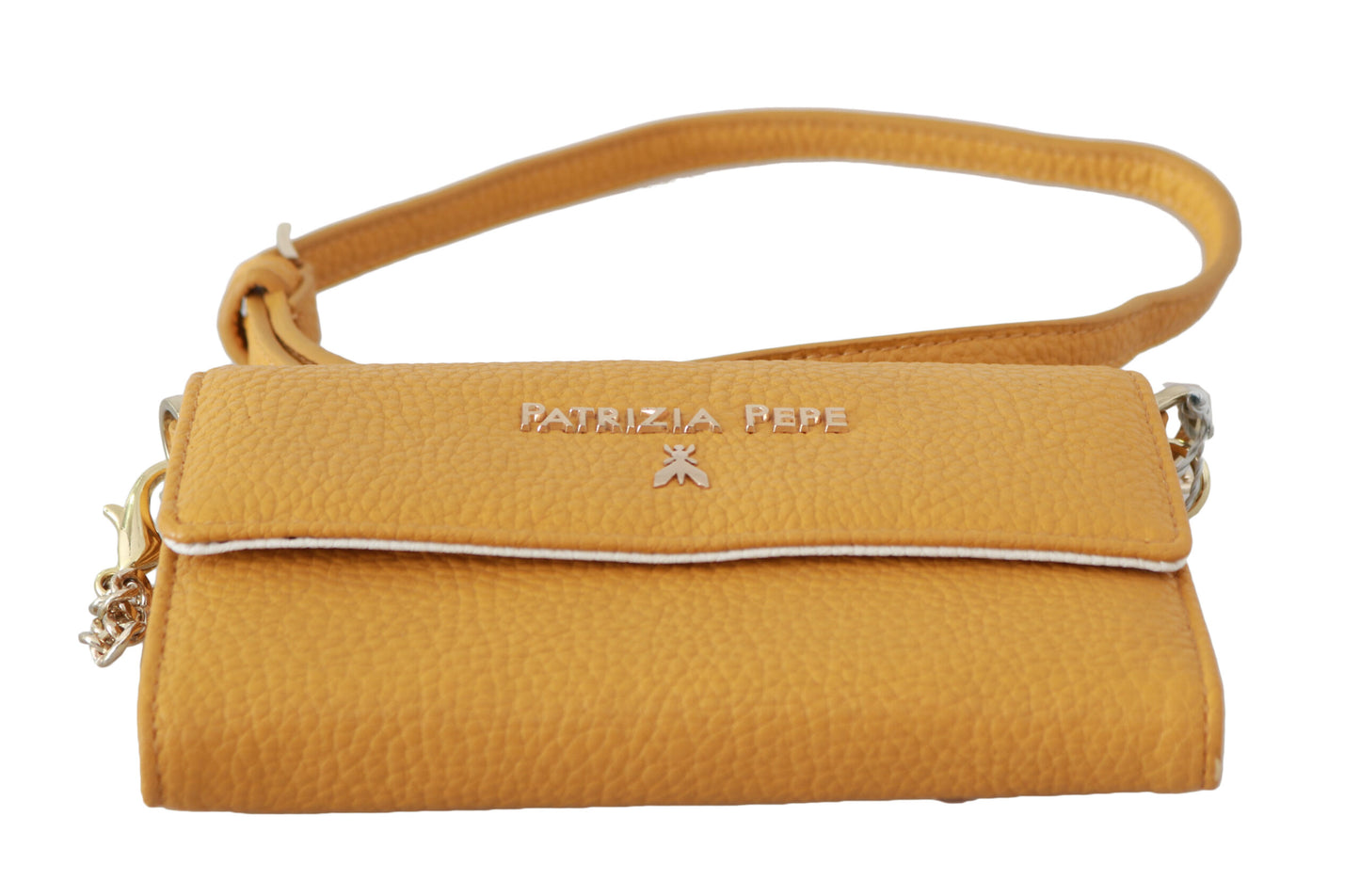 Yellow Logo Leather Shoulder Strap Sling Bag