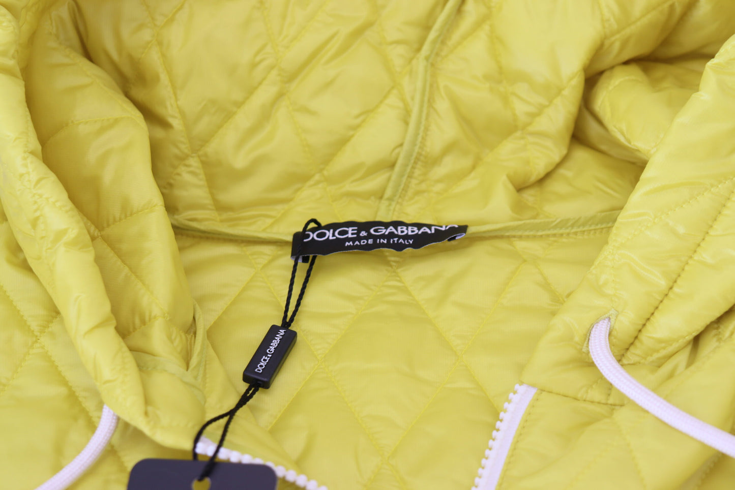 Yellow Nylon Quilted Hooded Pullover Jacket