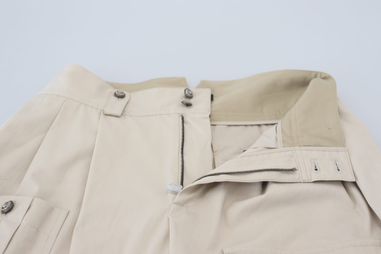 Beige Cotton Women Cargo Pants