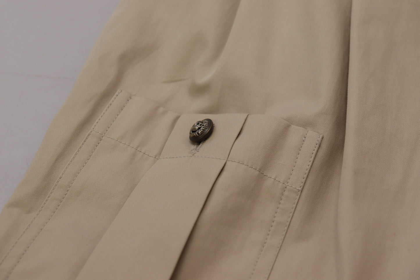 Beige Cotton Women Cargo Pants