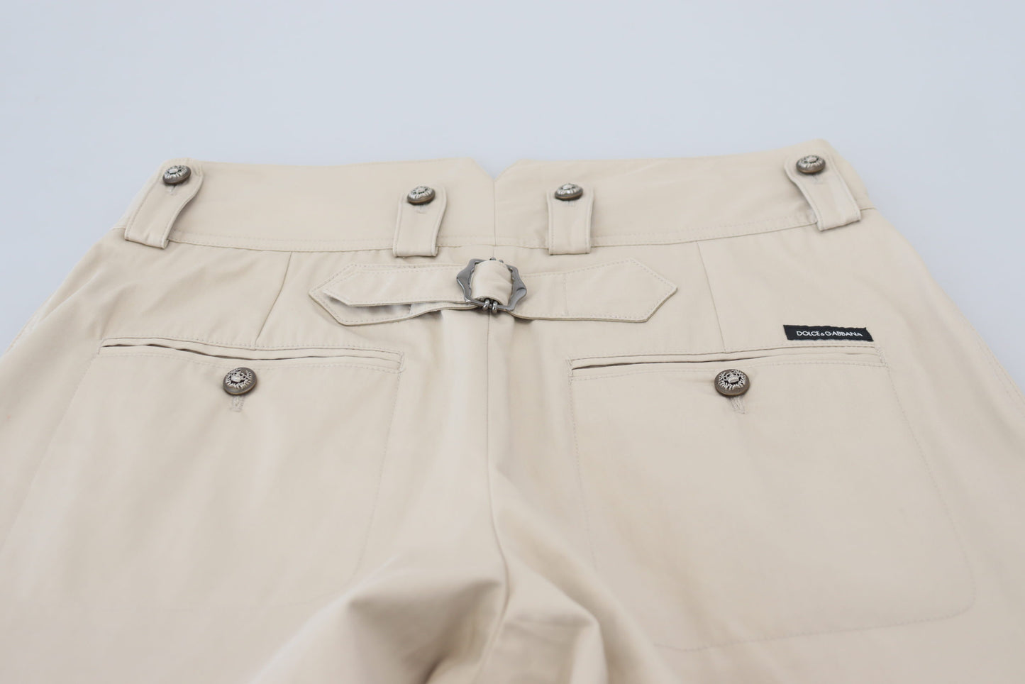 Beige Cotton Women Cargo Pants