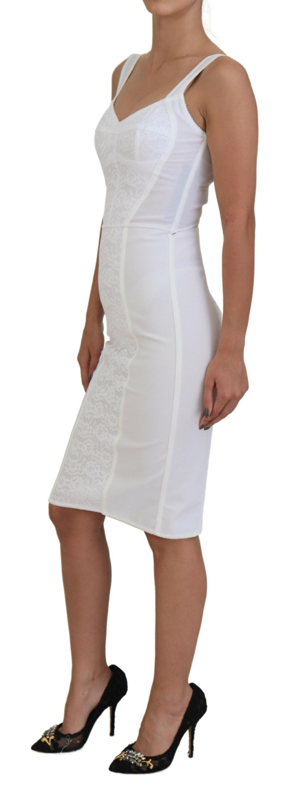 White Nylon Bodycon Bustier Sheath Dress