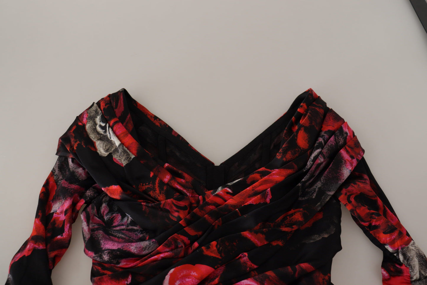 Black Floral Roses A-Line Sheath Gown Dress