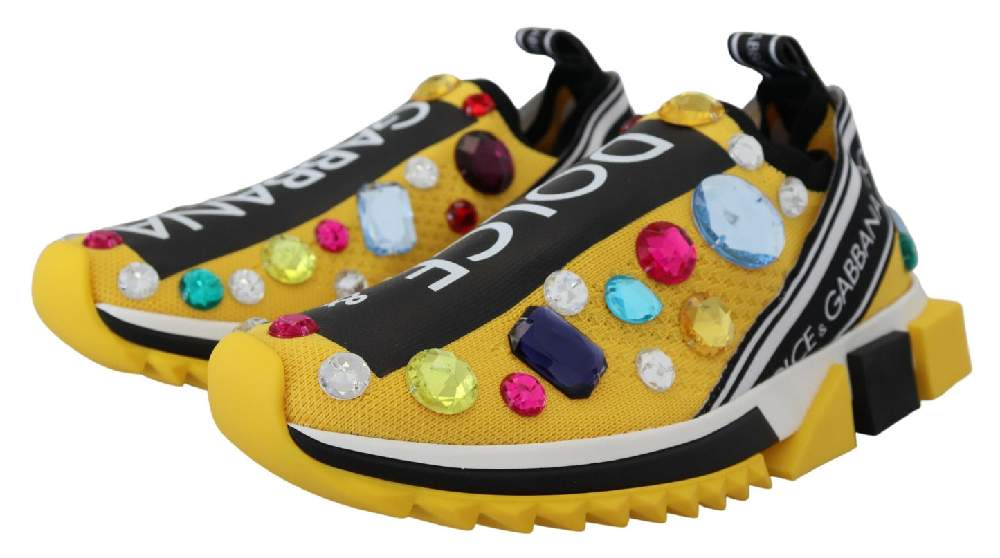 Yellow Sorrento Crystals Sneakers Shoes