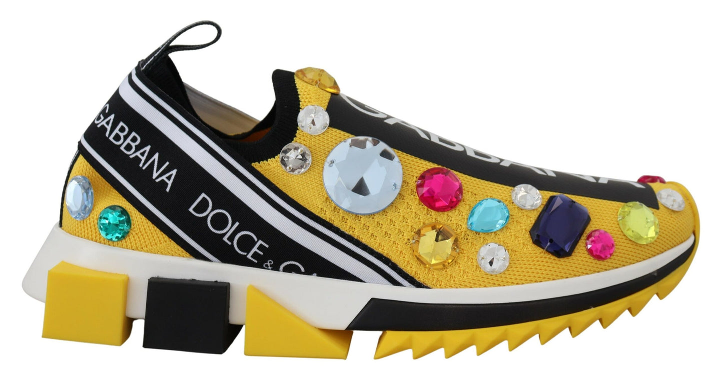 Yellow Sorrento Crystals Sneakers Shoes