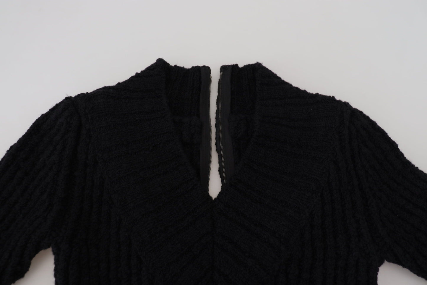 Black Wool Knitted Sheath Sweater Dress